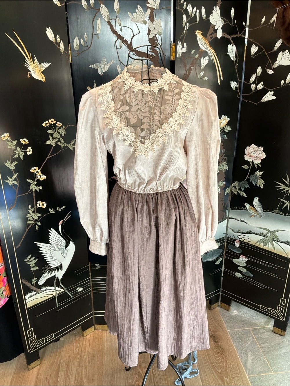 🍂 Vintage Donna Morgan for Non Stop Lace Yoke Midi Dress